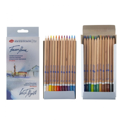 Набор карандашей акварельные "Белые ночи", 24 цвета, в картонной коробке