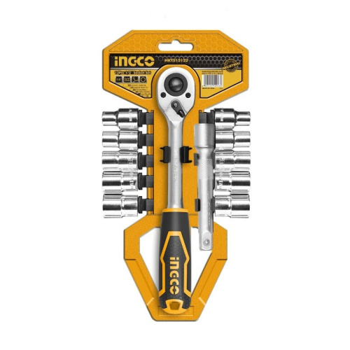 Набор инструментов 12 шт 1/2" с ключом-храповиком INGCO HKTS12122, 10-21мм, CR-V