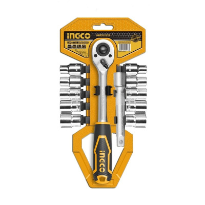 Набор инструментов 12 шт 1/2" с ключом-храповиком INGCO HKTS12122, 10-21мм, CR-V