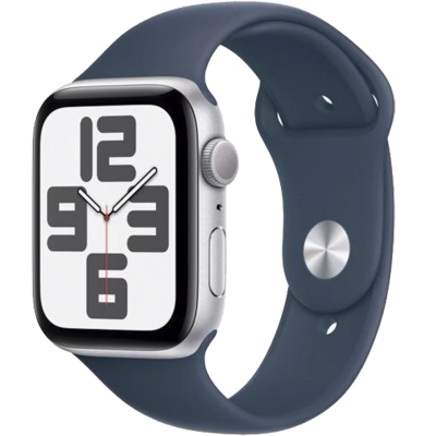 Умные часы  Apple Watch SE 2023, 44mm, Silver Aluminium Case with Storm Blue Sport Band, M/L (MREE3LL/A)