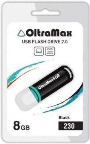 Накопитель USB 2.0 8GB OltraMax OM-8GB-230-Black 230, чёрный