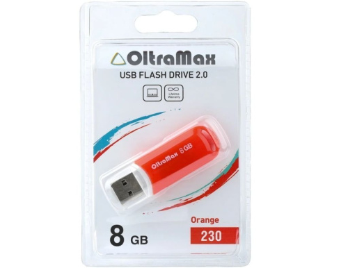 Накопитель USB 2.0 8GB OltraMax OM-8GB-230-Orange 230 оранжевый