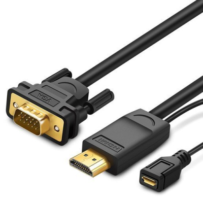 Кабель интерфейсный HDMI-VGA UGREEN 30449_ 1,5 м, черный