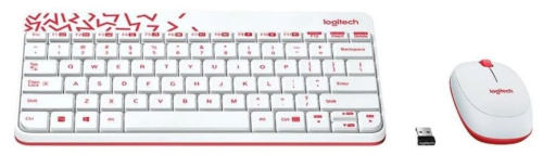 Клавиатура и мышь Wireless Logitech MK240 920-008160 white/Red