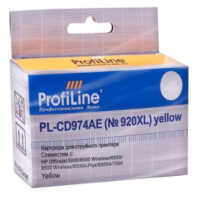 Картридж ProfiLine PL-CD974AE-Y №920XL для принтеров HP officejet 6000/6500/7000 Yellow водн ProfiLine