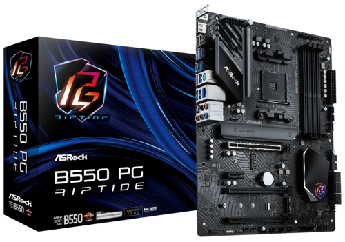 Материнская плата ATX ASRock B550 PG RIPTIDE (AM4, AMD B550, 4*DDR4 (4933), 6*SATA 6G RAID, 2*M.2, 4*PCIE, 2.5Glan, HDMI, USB Type-C, 7*USB 3.2, 2*USB