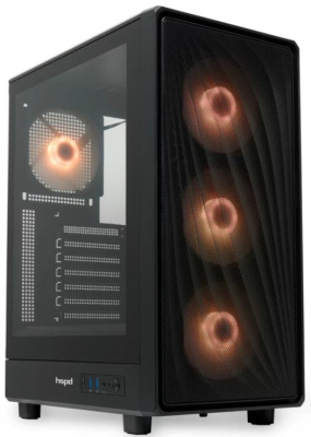 Корпус ATX HSPD M510 без БП, боковая панель из закалённого стекла, 2*USB 3.0