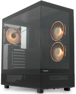 Корпус eATX HSPD F710 без БП, боковая панель из закалённого стекла, 2*USB 3.0