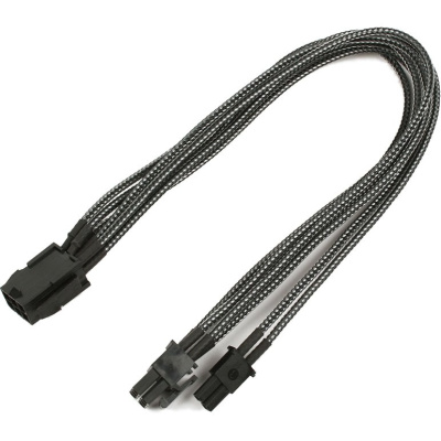 Переходник Nanoxia NXP683EC 6-pin PCI-E в 8-pin (6+2), 30 см, индивидуальная оплетка, карбон