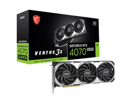 Видеокарта PCI-E MSI RTX 4070 SUPER 12G VENTUS 3X OC 12GB GDDR6X, 192-bit