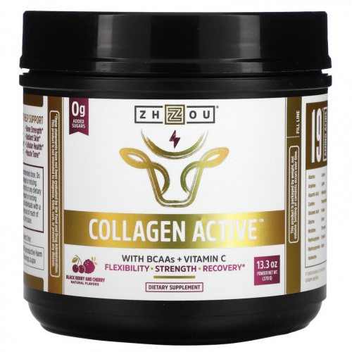 Zhou Nutrition, Collagen Active, черная ягода и вишня, 378 г (13,3 унции)