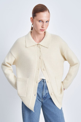 Кардиган свободного силуэта с отложным воротником