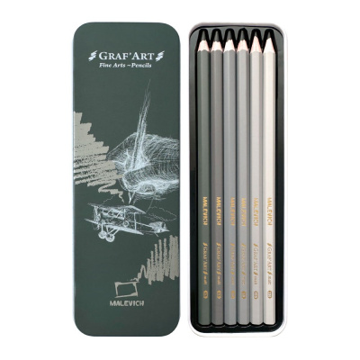Набор карандашей графитных матовых Малевичъ "GrafArt", 6 шт