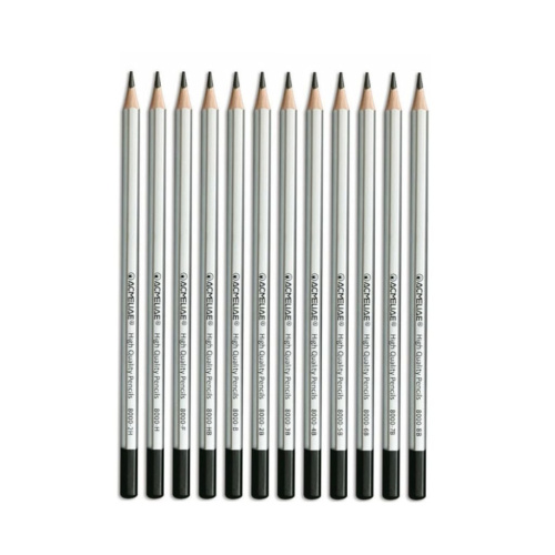 Карандаш чернографитный Acmeliae 2B, шестигранный, корпус серебряный