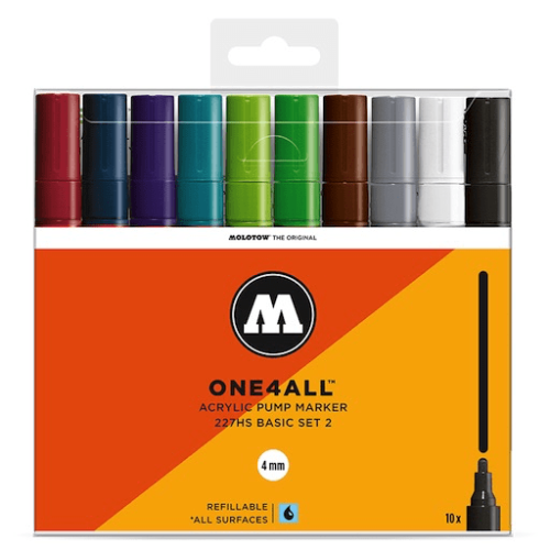 Набор маркеров Molotow "ONE4ALL 227HS Basic-Set 2" 2 мм, 10 шт