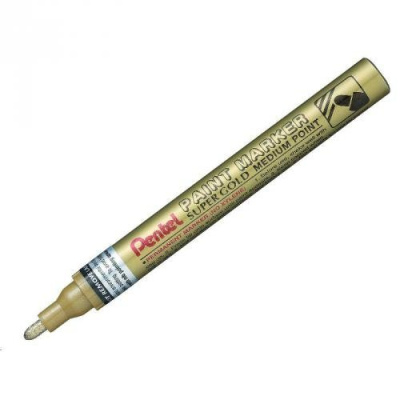 Маркер перманентный Pentel "Paint" 4,5 мм, с круглым наконечником, алюминиевый корпус, золотой