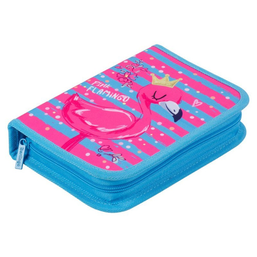 Пенал 1 отделение Berlingo "Flamingo style" 200*140*40 мм, с наполнением, полиэстер