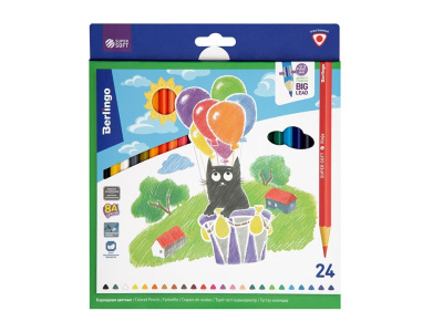 Набор карандашей цветных Berlingo "SuperSoft. Жил-был кот" 24 цв, картон