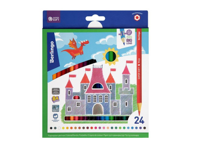 Набор карандашей цветных Berlingo "SuperSoft. Замки" 24 цв, картон, европодвес