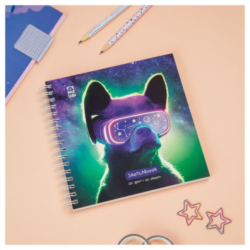 Скетчбук на гребне MESHU "Виртуальный мир" 150*150 мм 60 л 120 г