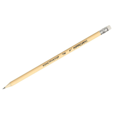 Карандаш чернографитный Красин "Конструктор" ТМ (HB) круглый, заточен., с ластиком