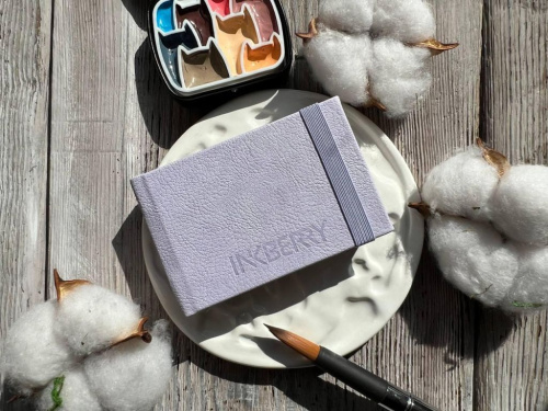 Скетчбук для акварели Inkberry 5х8 см 230 г 50% хлопка, сиреневый