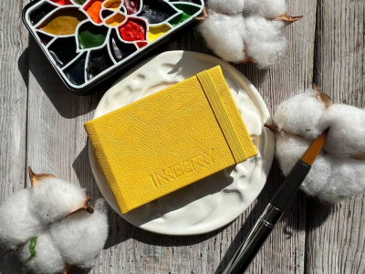 Скетчбук для акварели Inkberry 5х8 см 230 г 50% хлопка, желтый