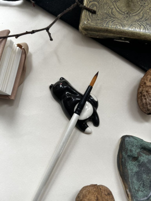 Подставка под кисти "Котик" черный 8,5х3,0 см