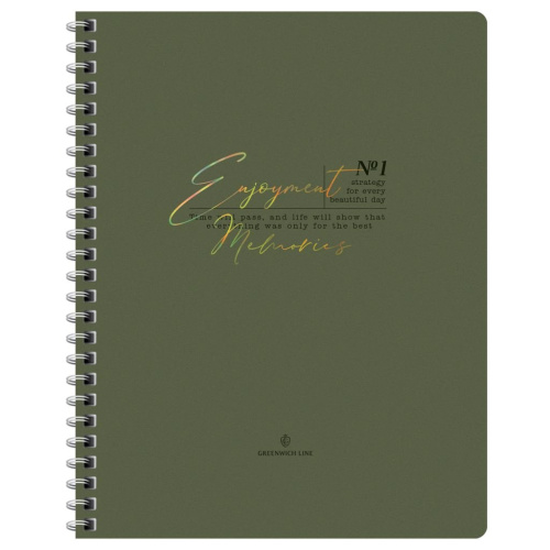 Тетрадь в клетку на гребне GreenwichLine "Moderate" А5 48 л 80 г, матовая ламинация, тиснение фольго