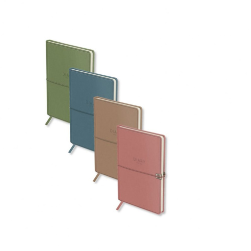 Ежедневник недатированный, кожзам OfficeSpace "Elastic band" A5 136 л, розовый