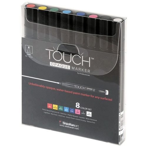 Набор маркеров акриловых TOUCH "Opaque" тонкий наконечник, 8 цв