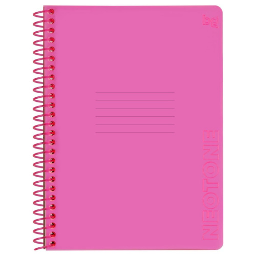 Тетрадь в клетку на пластиковом гребне, BG "Neon. Pink" А5 96 л, пластиковая обложка