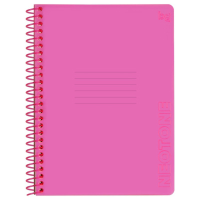Тетрадь в клетку на пластиковом гребне, BG "Neon. Pink" А5 96 л, пластиковая обложка
