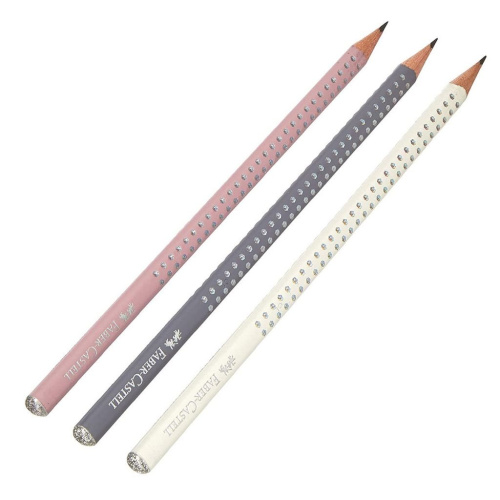 Карандаш чернографитный Faber-Castell "Sparkle" В, трехгран., заточен., красный корпус