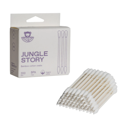 Ватные палочки "Jungle Story" White с заостреным и спиральным наконечником 200 шт