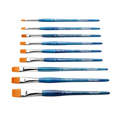 Кисть синтетика №16 плоская Tintoretto "Amber" на короткой ручке