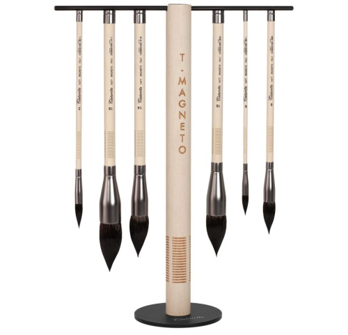 Кисть имитация белки №8 круглая, заостренная Tintoretto "Magneto" на короткой ручке с магнитным нако