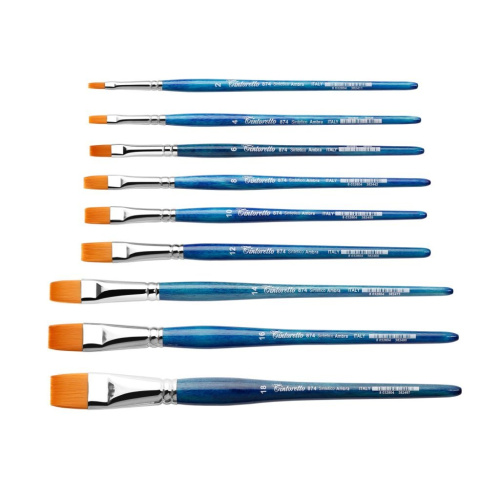 Кисть синтетика №6 плоская Tintoretto "Amber" на короткой ручке