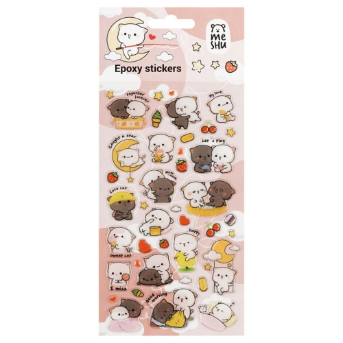 Наклейки гелевые MESHU "Cute kittens", 10*23 см, пакет европодвес