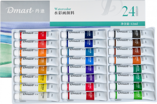 Набор акварели Dmast 24 тубы по 12 мл в картонной упаковке
