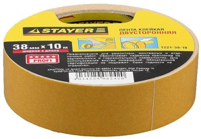 Лента клейкая Stayer "Profi" двусторонняя 38 мм х 10 м