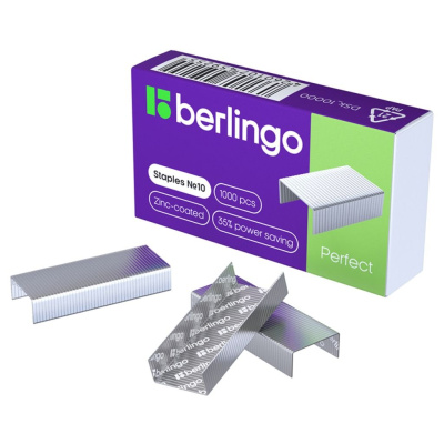 Скобы для степлера Berlingo "Perfect" №10, оцинкованные, 1000 шт.