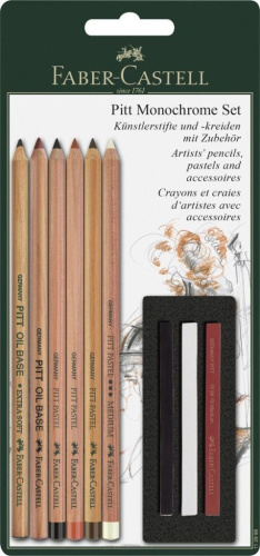 Набор для рисования Faber-castell мелки "PITT" и пастельные карандаши "PITT MONOCHROME" 9 предметов