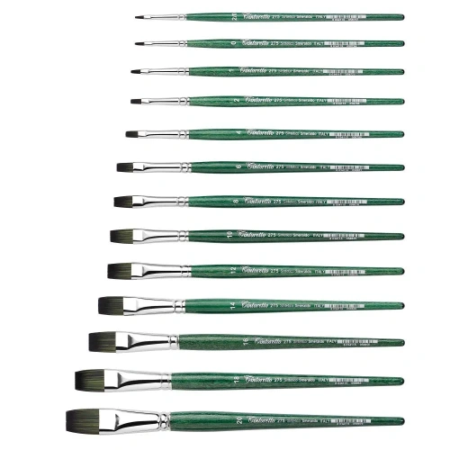 Кисть д/рисования "Tintoretto Emerald" синтетика, плоская, на короткой ручке №18