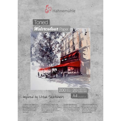 Альбом-склейка для акварели Hahnem?hle "Toned" А4 20 л 200 г, целлюлоза 100%, мел. зерно, серый