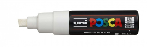 Маркер UNI "POSCA" PC-8K, до 8,0 мм, наконечник скошенный, цвет белый