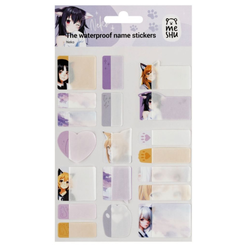 Наклейки бумажные для маркировки MESHU "Neko", 11,5*20 см, пакет европодвес