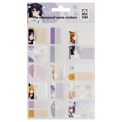 Наклейки бумажные для маркировки MESHU "Neko", 11,5*20 см, пакет европодвес