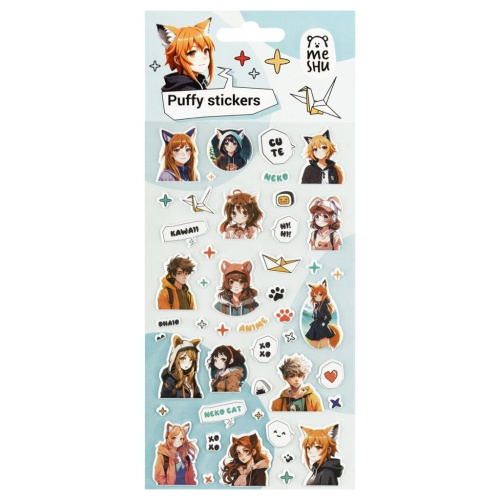 Наклейки объемные MESHU "Neko", 10*23 см, пакет европодвес