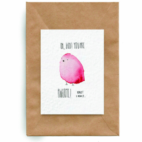 Открытка Yetti "Птичка you’re awesome"